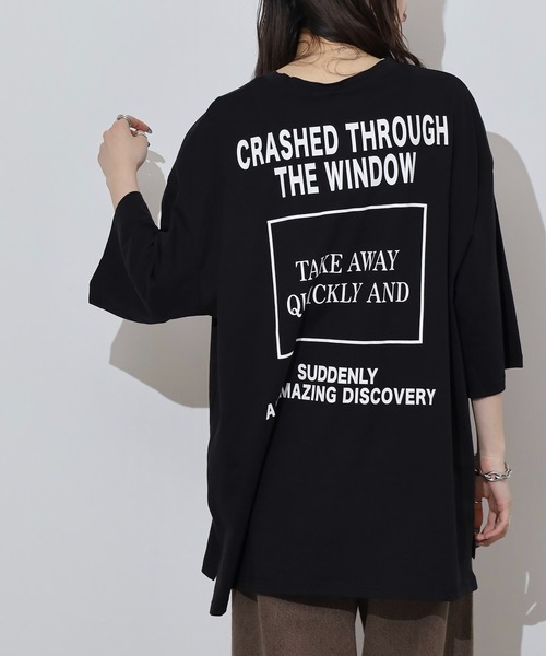 atONE(アットワン)の「前後ロゴプリントウルトラBIGサイズTシャツ(Tシャツ/カットソー・レディース・ホワイト/ブラック/モカ・M/L)」の15枚目の写真