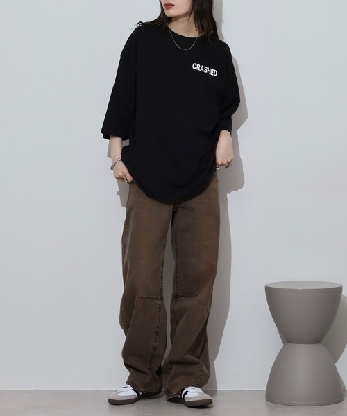 atONE(アットワン)の「前後ロゴプリントウルトラBIGサイズTシャツ(Tシャツ/カットソー・レディース・ホワイト/ブラック/モカ・M/L)」の13枚目の写真