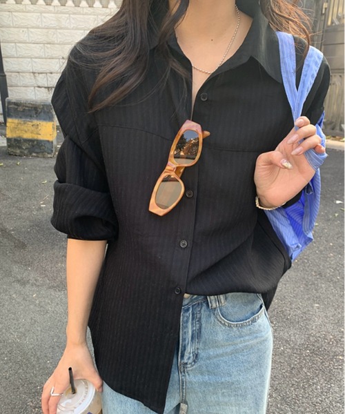 gossip!ロサンゼルス(ゴシップロサンゼルス)の「刺繍ストライプシャツ(シャツ/ブラウス・レディース・オフホワイト/ブラック・FREE)」の7枚目の写真