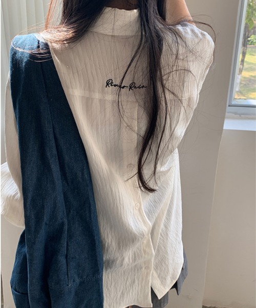 gossip!ロサンゼルス(ゴシップロサンゼルス)の「刺繍ストライプシャツ(シャツ/ブラウス・レディース・オフホワイト/ブラック・FREE)」の18枚目の写真