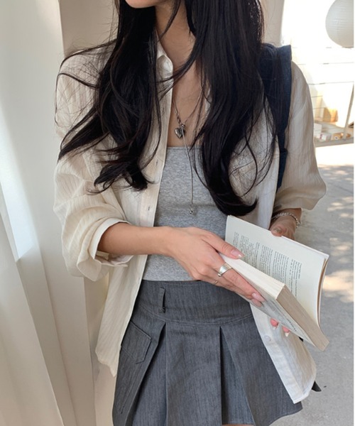 gossip!ロサンゼルス(ゴシップロサンゼルス)の「刺繍ストライプシャツ(シャツ/ブラウス・レディース・オフホワイト/ブラック・FREE)」の20枚目の写真