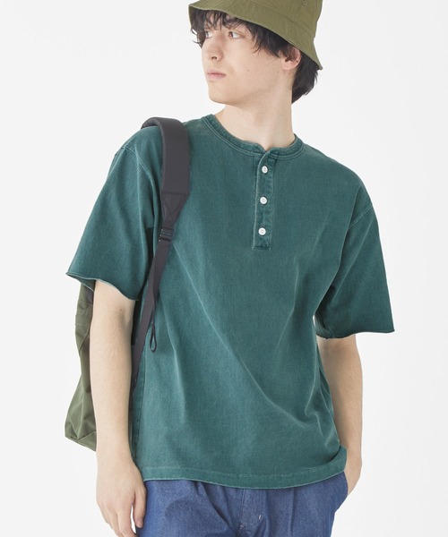 KRIFF MAYER（クリフメイヤー）の「【綿100％】ヘビーウェイトピグメントヘンリーTシャツ（Tシャツ/カットソー・メンズ・ネイビー/グレー/オフホワイト/レッド/ブルーグリーン/カーキ/マスタード/チャコール・LARGE/X-LARGE/MEDIUM）」の7枚目の写真
