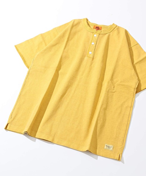 KRIFF MAYER（クリフメイヤー）の「【綿100％】ヘビーウェイトピグメントヘンリーTシャツ（Tシャツ/カットソー・メンズ・ネイビー/グレー/オフホワイト/レッド/ブルーグリーン/カーキ/マスタード/チャコール・LARGE/X-LARGE/MEDIUM）」の8枚目の写真