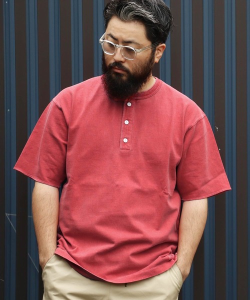 KRIFF MAYER（クリフメイヤー）の「【綿100％】ヘビーウェイトピグメントヘンリーTシャツ（Tシャツ/カットソー・メンズ・ネイビー/グレー/オフホワイト/レッド/ブルーグリーン/カーキ/マスタード/チャコール・LARGE/X-LARGE/MEDIUM）」の20枚目の写真
