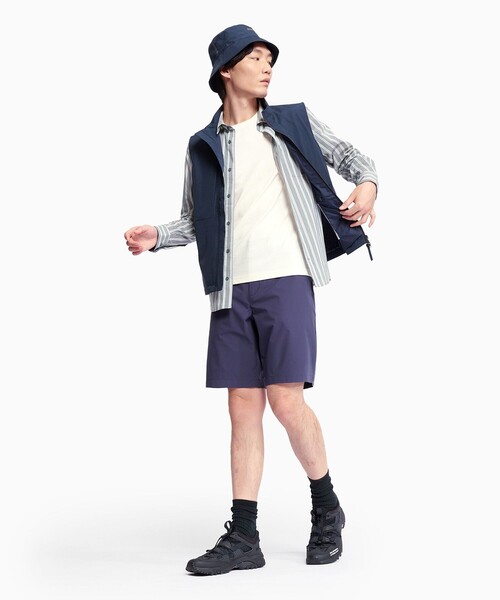 AIGLE（エーグル）の「吸水速乾 クールマックス チノストライプシャツ（シャツ/ブラウス・メンズ・ダークグリーン/ダークブルー・S/M/L/XL）」の4枚目の写真