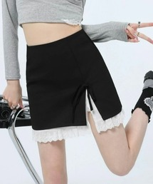 ampm | ポルカドット柄レースフリルリボンミニスカート(スカート)