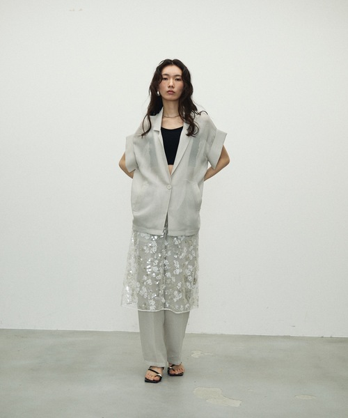 セール】Light mesh sheer French sleeve jacket / 軽やかメッシュ
