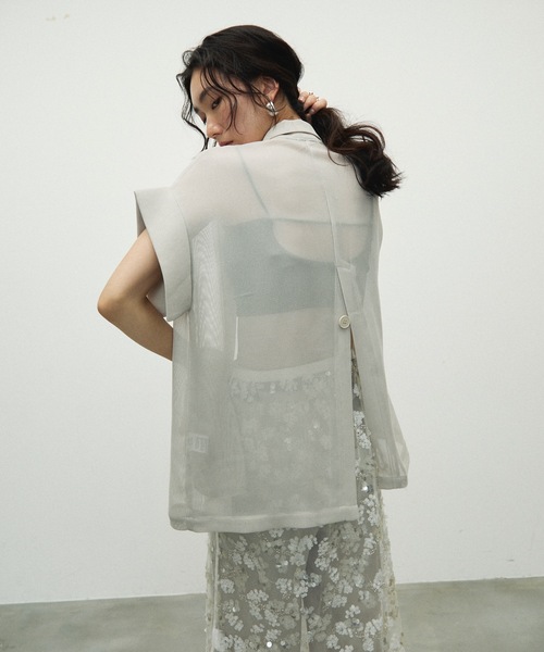セール】Light mesh sheer French sleeve jacket / 軽やか