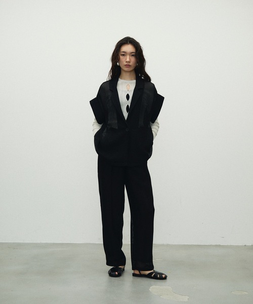 セール】Light mesh sheer French sleeve jacket / 軽やか
