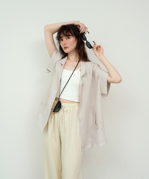 セール】Light mesh sheer French sleeve jacket / 軽やか
