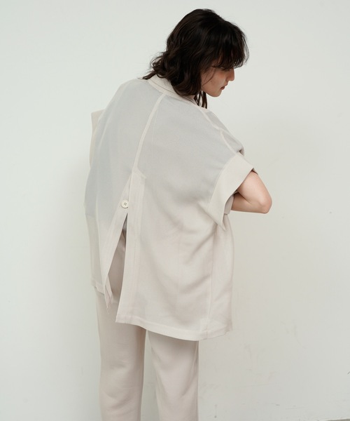 セール】Light mesh sheer French sleeve jacket / 軽やか