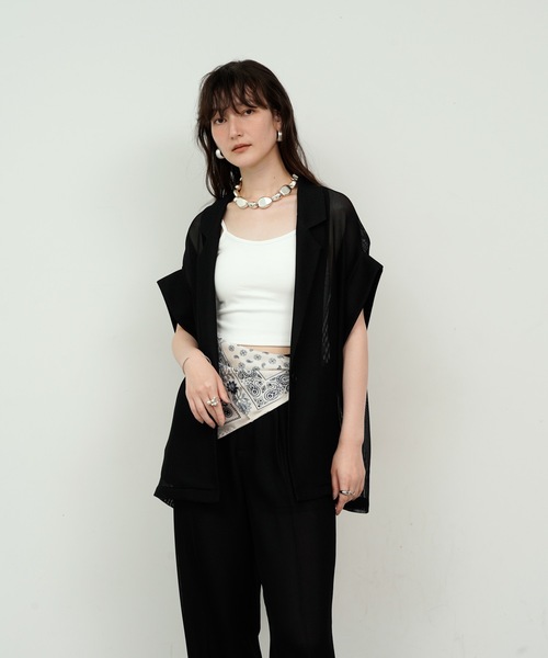 ri_aʕ•ﻌ•`ʔさま専用☆ICEフレンチスリーブジャケット シアーオーガンフレンチスリーブジャケット|ANAYI OFFICIAL