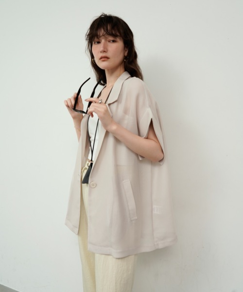 ri_aʕ•ﻌ•`ʔさま専用☆ICEフレンチスリーブジャケット セール】【セットアップ対応商品】ストレッチツイルフレンチ