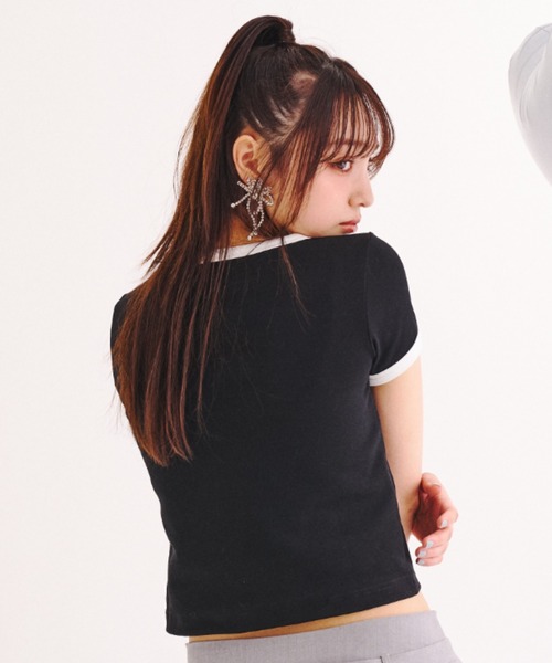 Poly Jam(ポリージャム)の「Ringer logo mini T-shirt / リンガーロゴミニTシャツ(Tシャツ/カットソー・レディース・ホワイト/ブラック/ピンク・FREE)」の13枚目の写真