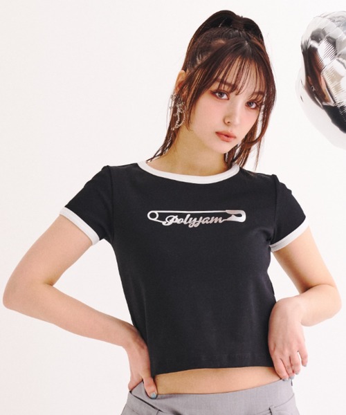 Poly Jam(ポリージャム)の「Ringer logo mini T-shirt / リンガーロゴミニTシャツ(Tシャツ/カットソー・レディース・ホワイト/ブラック/ピンク・FREE)」の17枚目の写真
