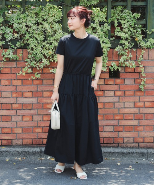 B:MING by BEAMS(ビーミングバイビームス)の「カット × 布帛 ワンピース(S~M)【洗濯可・イージーケア】(ワンピース・レディース・ブラック/ブルー系その他4/ブラウン系その他5・SMALL/MEDIUM)」の4枚目の写真