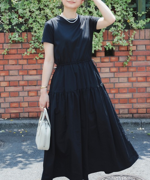 B:MING by BEAMS(ビーミングバイビームス)の「カット × 布帛 ワンピース(S~M)【洗濯可・イージーケア】(ワンピース・レディース・ブラック/ブルー系その他4/ブラウン系その他5・SMALL/MEDIUM)」の8枚目の写真