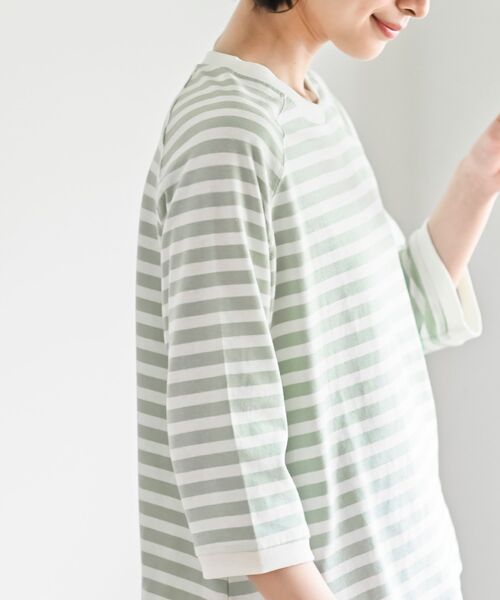 rps(アールピーエス)の「リブ切替7分袖ボーダーTシャツ(Tシャツ/カットソー・レディース・ミント/ブルー/ブラック/ピンク・フリー)」の18枚目の写真