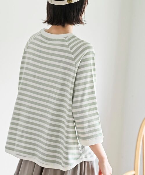 rps(アールピーエス)の「リブ切替7分袖ボーダーTシャツ(Tシャツ/カットソー・レディース・ミント/ブルー/ブラック/ピンク・フリー)」の19枚目の写真