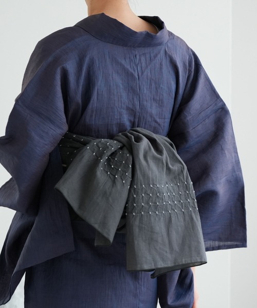 兵児帯 単品 utatane 綿麻 清江絞り バラ疋田（和装小物）｜utatane