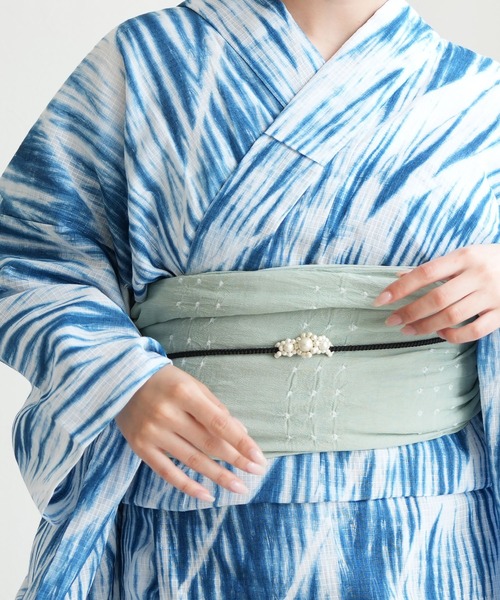 兵児帯 単品 utatane 綿麻 清江絞り バラ疋田（和装小物）｜utatane