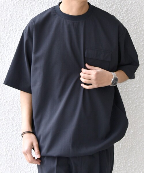 SHIPS any（シップス エニィ）の「SHIPS any:〈通気性/遮熱〉CALCULO サマートロピカル ポケット Tシャツ(セットアップ対応)◇（Tシャツ/カットソー・メンズ・ネイビー/ブラック/チャコールグレー・SMALL/MEDIUM/LARGE/X-LARGE）」の3枚目の写真