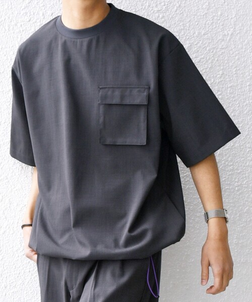 SHIPS any（シップス エニィ）の「SHIPS any:〈通気性/遮熱〉CALCULO サマートロピカル ポケット Tシャツ(セットアップ対応)◇（Tシャツ/カットソー・メンズ・ネイビー/ブラック/チャコールグレー・SMALL/MEDIUM/LARGE/X-LARGE）」の4枚目の写真