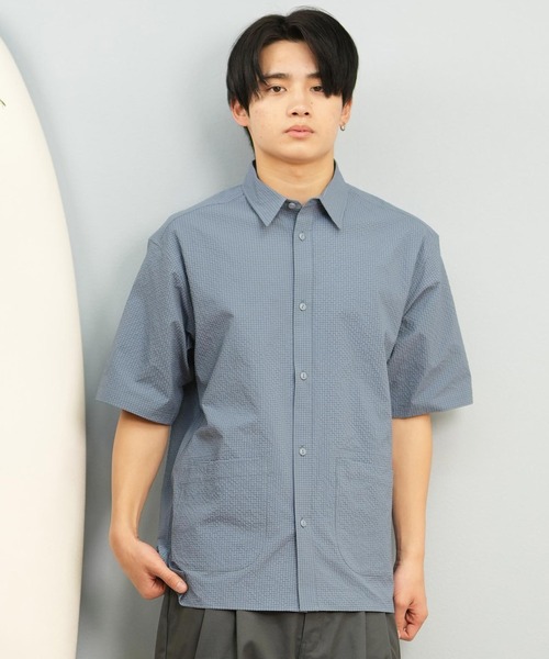 ムラサキスポーツ(ムラサキスポーツ)の「【限定】DEAR LAUREL/ディアローレル 半袖 シャツ シアサッカー素材 軽量 ストレッチ 速乾 SEERSUCKER SHIRT D25S2404(シャツ/ブラウス・メンズ・グレイッシュベージュ/ブルーグレー/オフホワイト・L/M)」の11枚目の写真