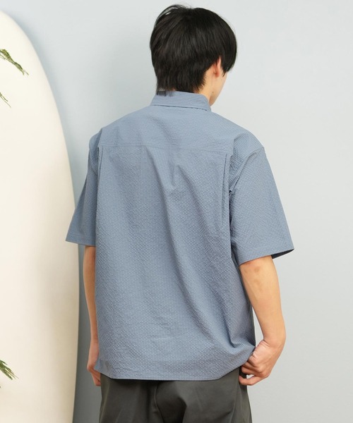 ムラサキスポーツ(ムラサキスポーツ)の「【限定】DEAR LAUREL/ディアローレル 半袖 シャツ シアサッカー素材 軽量 ストレッチ 速乾 SEERSUCKER SHIRT D25S2404(シャツ/ブラウス・メンズ・グレイッシュベージュ/ブルーグレー/オフホワイト・L/M)」の13枚目の写真