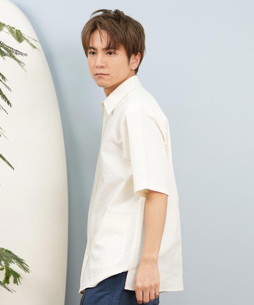 ムラサキスポーツ(ムラサキスポーツ)の「【限定】DEAR LAUREL/ディアローレル 半袖 シャツ シアサッカー素材 軽量 ストレッチ 速乾 SEERSUCKER SHIRT D25S2404(シャツ/ブラウス・メンズ・グレイッシュベージュ/ブルーグレー/オフホワイト・L/M)」の5枚目の写真