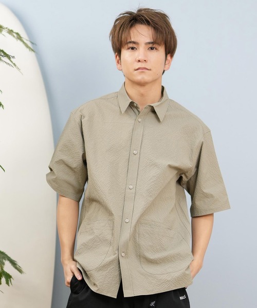 ムラサキスポーツ(ムラサキスポーツ)の「【限定】DEAR LAUREL/ディアローレル 半袖 シャツ シアサッカー素材 軽量 ストレッチ 速乾 SEERSUCKER SHIRT D25S2404(シャツ/ブラウス・メンズ・グレイッシュベージュ/ブルーグレー/オフホワイト・L/M)」の17枚目の写真
