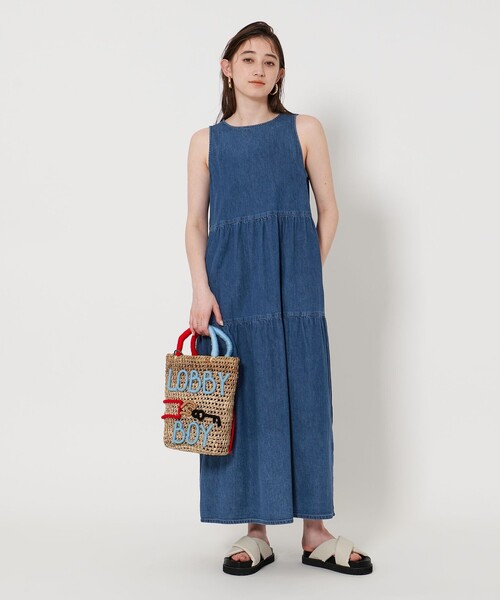 UNITED ARROWS（ユナイテッドアローズ）の「デニム ティアード ノースリーブワンピース（ワンピース・レディース・コバルトブルー/ブラック・38/36）」の3枚目の写真