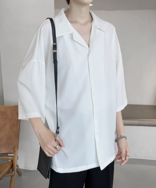MGV(エムジーヴィー)の「オープンカラーベーシックシャツ(シャツ/ブラウス・メンズ・ホワイト/ブラック・MEDIUM/LARGE/X-LARGE)」の3枚目の写真
