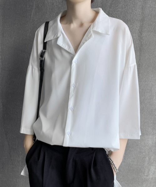 MGV(エムジーヴィー)の「オープンカラーベーシックシャツ(シャツ/ブラウス・メンズ・ホワイト/ブラック・MEDIUM/LARGE/X-LARGE)」の7枚目の写真