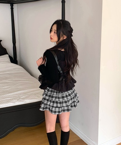 by muni:r（バイ ムニール）の「チェックカンカンミニスカート（スカート・レディース・ブラック/グリーン・FREE）」の17枚目の写真
