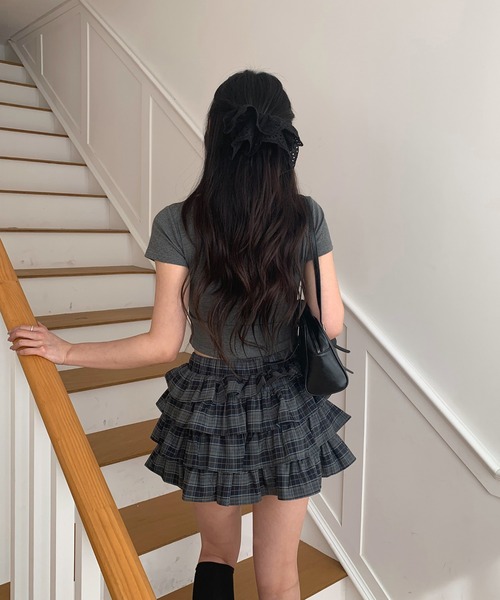 by muni:r（バイ ムニール）の「チェックカンカンミニスカート（スカート・レディース・ブラック/グリーン・FREE）」の13枚目の写真
