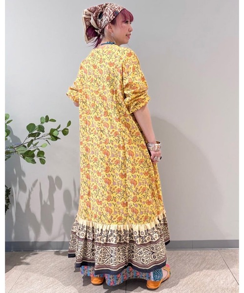 チャイハネ（チャイハネ）の「【チャイハネ】フレテミティアードワンピース（ワンピース・レディース・イエロー/グレー/ターコイズブルー/ネイビー・FREE）」の12枚目の写真