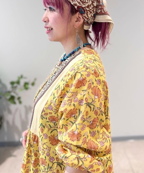 チャイハネ（チャイハネ）の「【チャイハネ】フレテミティアードワンピース（ワンピース・レディース・イエロー/グレー/ターコイズブルー/ネイビー・FREE）」の13枚目の写真