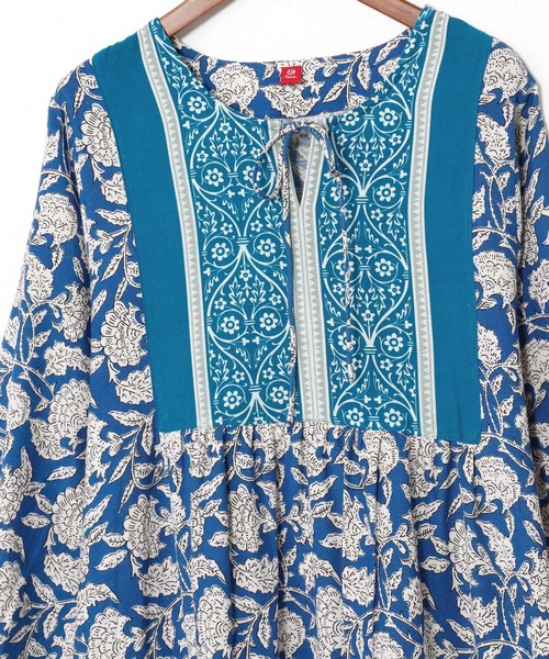 チャイハネ（チャイハネ）の「【チャイハネ】フレテミティアードワンピース（ワンピース・レディース・イエロー/グレー/ターコイズブルー/ネイビー・FREE）」の6枚目の写真