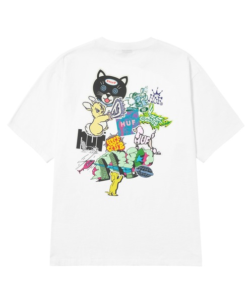 HUF（ハフ）の「STICKER TEE（Tシャツ/カットソー・メンズ・ホワイト/ブラック/ライトブルー/ダークパープル・XS/S/M/L/XL/XXL）」の7枚目の写真