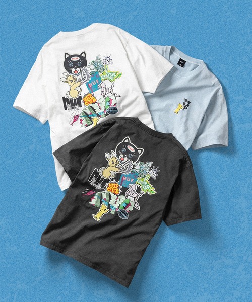 HUF（ハフ）の「STICKER TEE（Tシャツ/カットソー・メンズ・ホワイト/ブラック/ライトブルー/ダークパープル・XS/S/M/L/XL/XXL）」の18枚目の写真