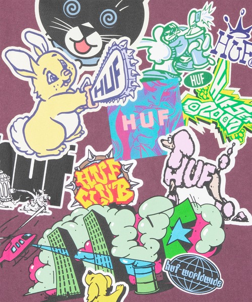 HUF（ハフ）の「STICKER TEE（Tシャツ/カットソー・メンズ・ホワイト/ブラック/ライトブルー/ダークパープル・XS/S/M/L/XL/XXL）」の20枚目の写真