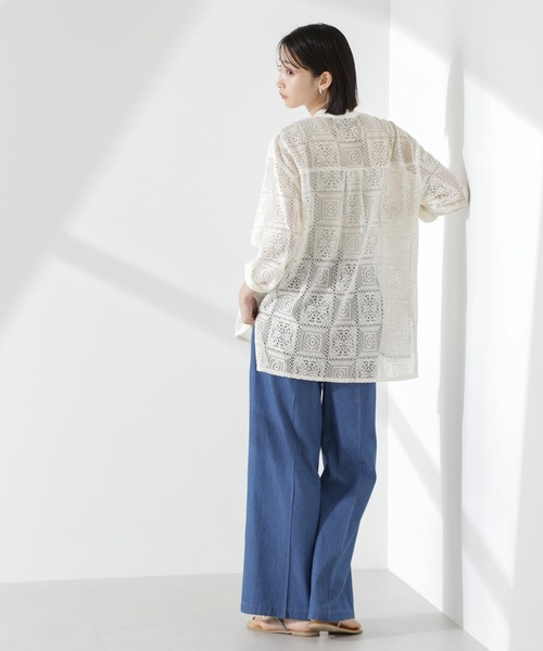 NANO universe（ナノユニバース）の「バンドカラーレースシャツ(セットアップ可)（シャツ/ブラウス・レディース・ブラック/アイボリー/ブラウン・FREE）」の17枚目の写真