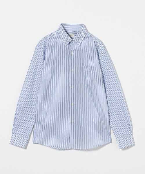 green label relaxing（グリーンレーベルリラクシング）の「エブリット コットンパナマ ストライプ スナップ ボタンダウン シャツ -イージーアイロン-（シャツ/ブラウス・メンズ・コバルトブルー/ブラウン系・L/XL/S/M）」の3枚目の写真