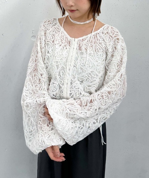 archives（アルシーヴ）の「コード刺繍レースブラウス（シャツ/ブラウス・レディース・オフホワイト/ブラック/ベージュ・MEDIUM）」の4枚目の写真