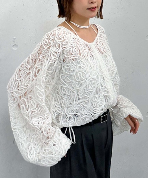 archives（アルシーヴ）の「コード刺繍レースブラウス（シャツ/ブラウス・レディース・オフホワイト/ブラック/ベージュ・MEDIUM）」の5枚目の写真