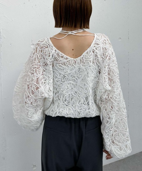 archives（アルシーヴ）の「コード刺繍レースブラウス（シャツ/ブラウス・レディース・オフホワイト/ブラック/ベージュ・MEDIUM）」の6枚目の写真