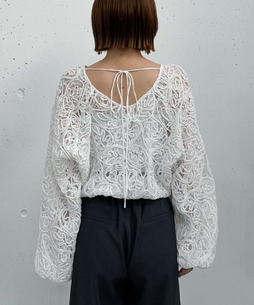 archives（アルシーヴ）の「コード刺繍レースブラウス（シャツ/ブラウス・レディース・オフホワイト/ブラック/ベージュ・MEDIUM）」の13枚目の写真