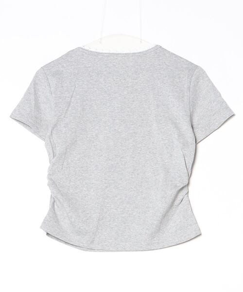 gossip!ロサンゼルス(ゴシップロサンゼルス)の「Y2Kガーリー レース切り替え&刺繍リボン付きTシャツ(Tシャツ/カットソー・レディース・グレー・FREE)」の16枚目の写真