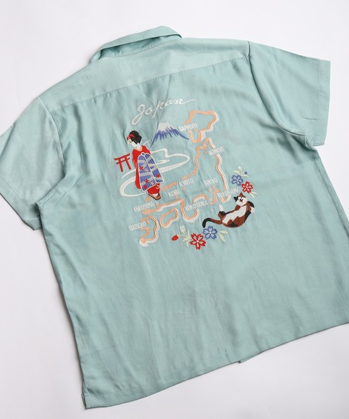 セール】HOUSTON 和柄刺繍 半袖 スーベニアシャツ (ドラゴン・ベトナム